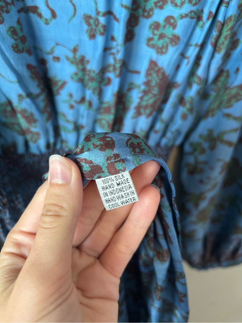 Natalie Martin Floral Maxi Blue Dress 100% Silk size XS/S - Picture 7 of 7